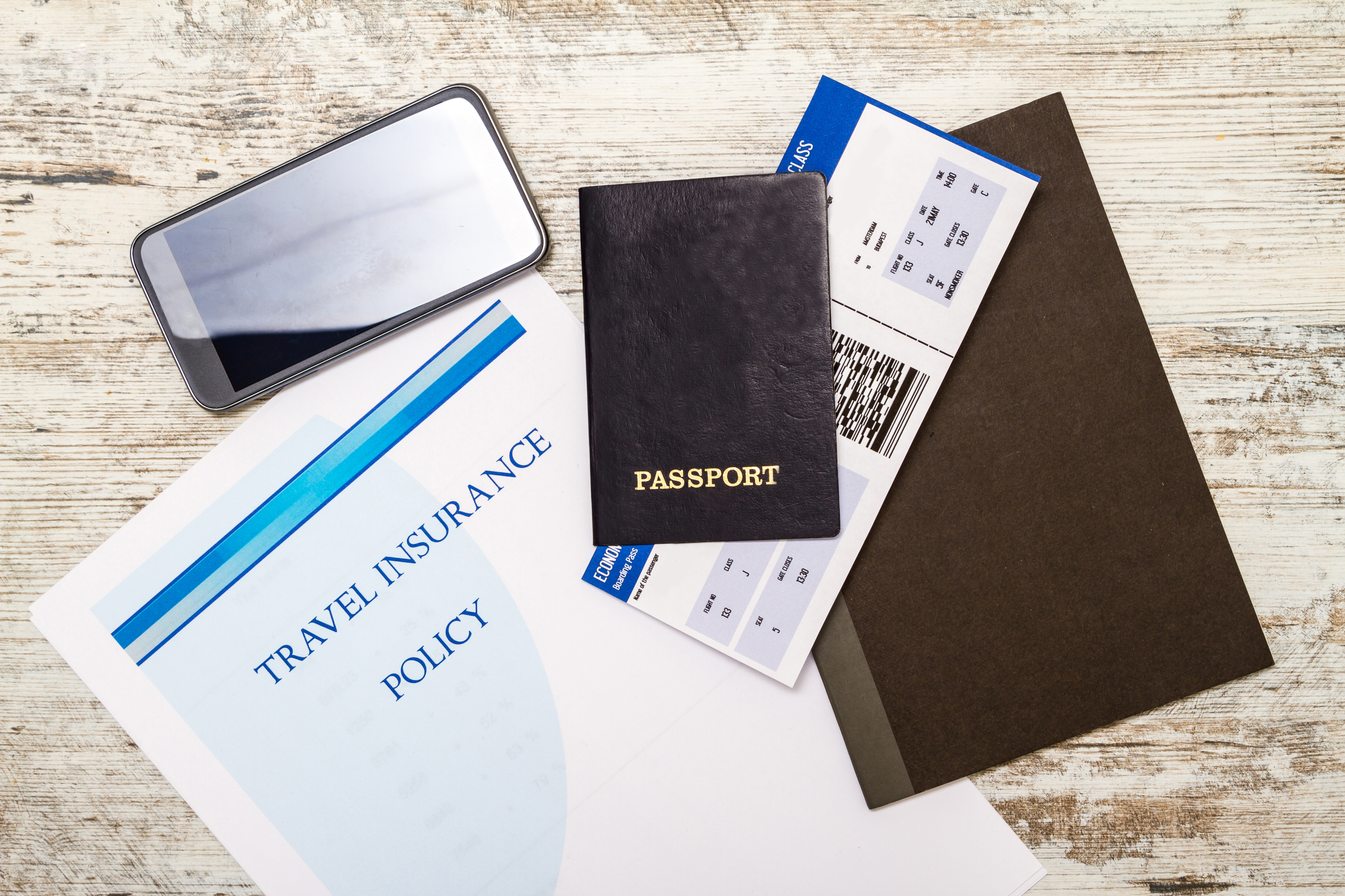 Travel documents on a table