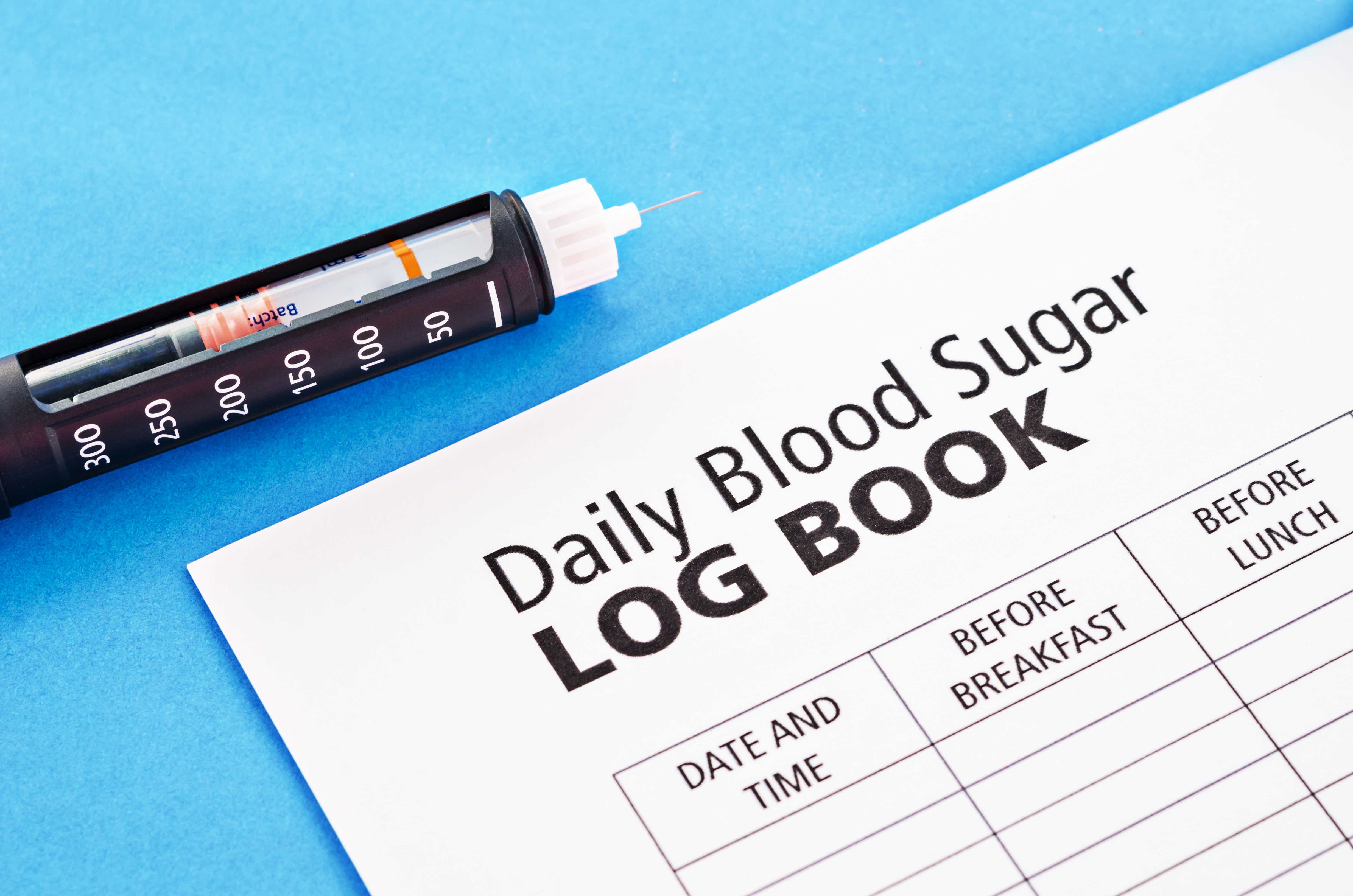 Syringe and blood sugar log book